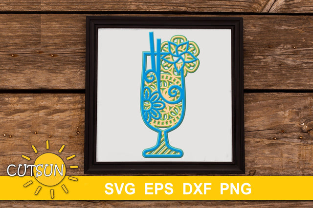 3D Layered Mandala Cocktail SVG cut file 5 layers | 2 3D Paper CutsunSVG 