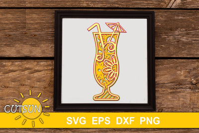 3D Layered Mandala Cocktail SVG cut file 5 layers | 5 3D Paper CutsunSVG 