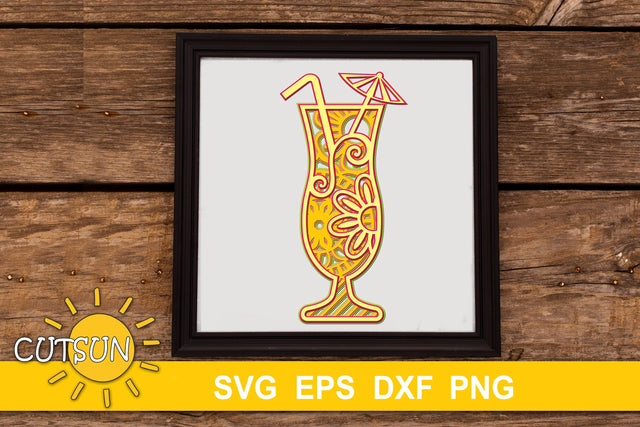 3D Layered Mandala Cocktail SVG cut file 5 layers | 5 3D Paper CutsunSVG 