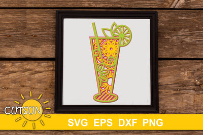 3D Layered Mandala Cocktail SVG cut file 5 layers | 6 3D Paper CutsunSVG 