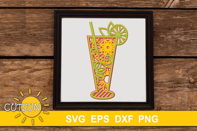 3D Layered Mandala Cocktail SVG cut file 5 layers | 6 3D Paper CutsunSVG 