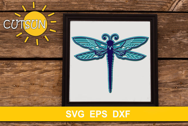3D Layered Mandala Dragonfly cut file three layers 3D Paper CutsunSVG 