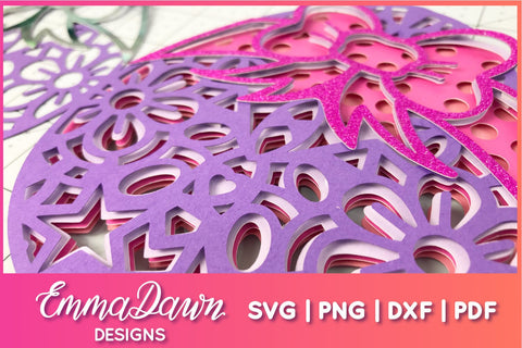 3D Layered Mandala Easter Egg SVG SVG Emma Dawn Designs 
