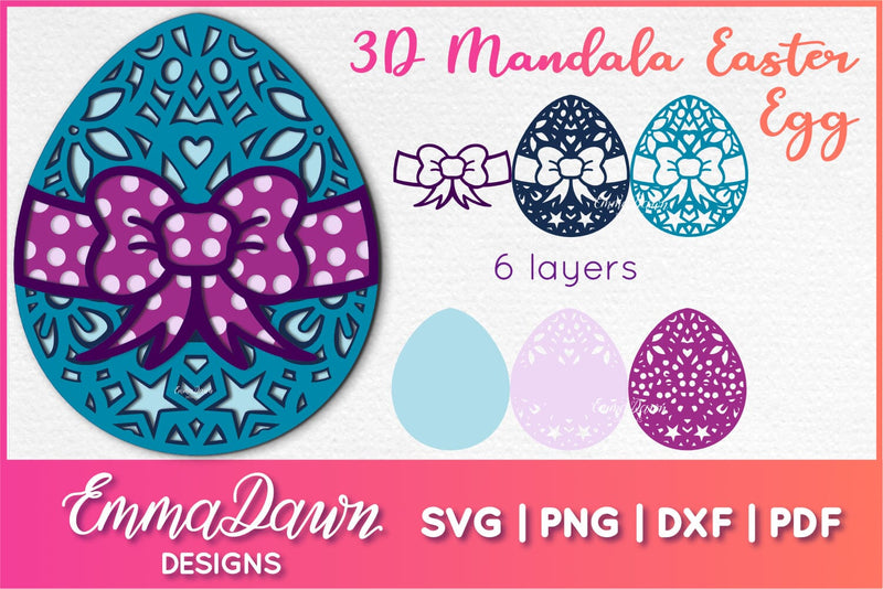 3d Layered Mandala Easter Egg SVG SVG Emma Dawn Designs 
