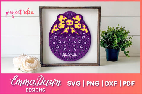3D Layered Mandala Easter Egg SVG SVG Emma Dawn Designs 