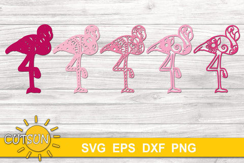 3D Layered Mandala Flamingo SVG cut file 5 layers 3D Paper CutsunSVG 