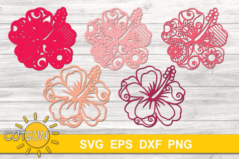 3D Layered Mandala Hibiscus SVG cut file 5 layers 3D Paper CutsunSVG 