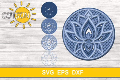 3D Layered Mandala Lotus cut file four layers 3D Paper CutsunSVG 