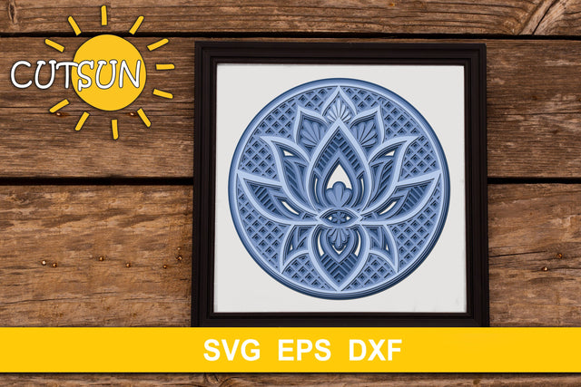 3D Layered Mandala Lotus cut file four layers 3D Paper CutsunSVG 