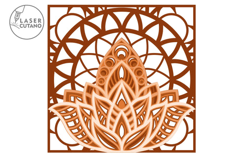 3D Layered Mandala Lotus Multilayer Cut Files for Laser Cut Wood or Paper Cut SVG LaserCutano 