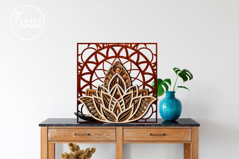 3D Layered Mandala Lotus Multilayer Cut Files for Laser Cut Wood or Paper Cut SVG LaserCutano 