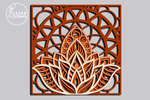 3D Layered Mandala Lotus Multilayer Cut Files for Laser Cut Wood or Paper Cut SVG LaserCutano 