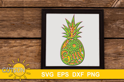 3D Layered Mandala Pineapple SVG cut file 5 layers 3D Paper CutsunSVG 