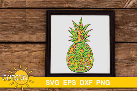 3D Layered Mandala Pineapple SVG cut file 5 layers 3D Paper CutsunSVG 