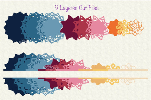 3D Layered Mandala SVG| 3D Layered Split Flower Mandala Shadowbox| Multilayer mandala SVG Createya Design 