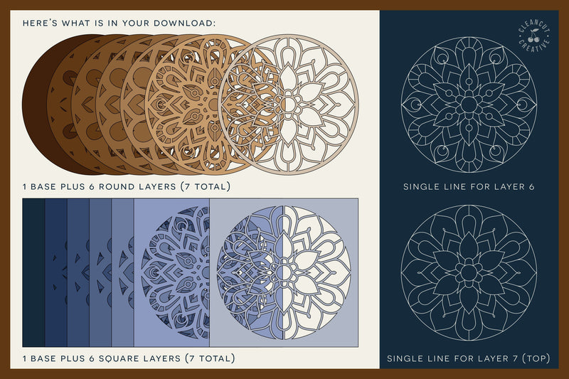 3D layered MANDALA svg | stacked paper | laser cut wood art - So Fontsy