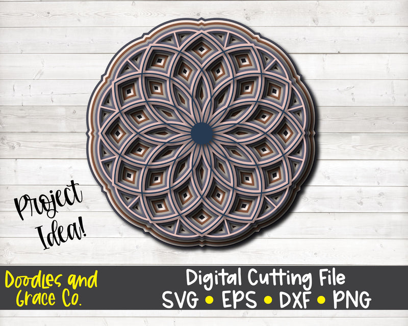 3D Layered Mandala SVG SVG Doodles and Grace 