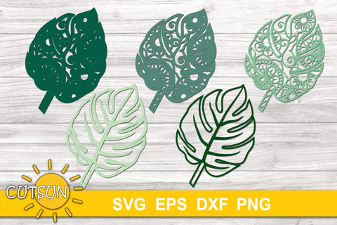 3D Layered Mandala Tropical Leaf SVG cut file 5 layers 3D Paper CutsunSVG 