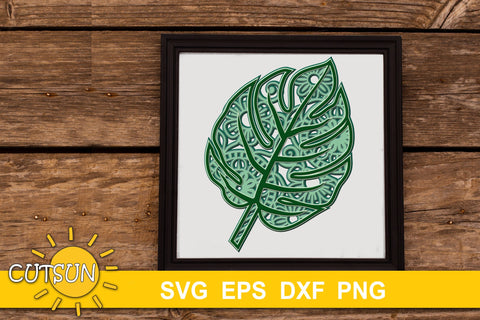 3D Layered Mandala Tropical Leaf SVG cut file 5 layers 3D Paper CutsunSVG 