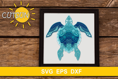 3D Layered Mandala Turtle cut file six layers 3D Paper CutsunSVG 