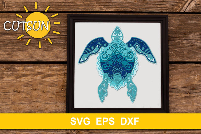 3D Layered Mandala Turtle cut file six layers 3D Paper CutsunSVG 
