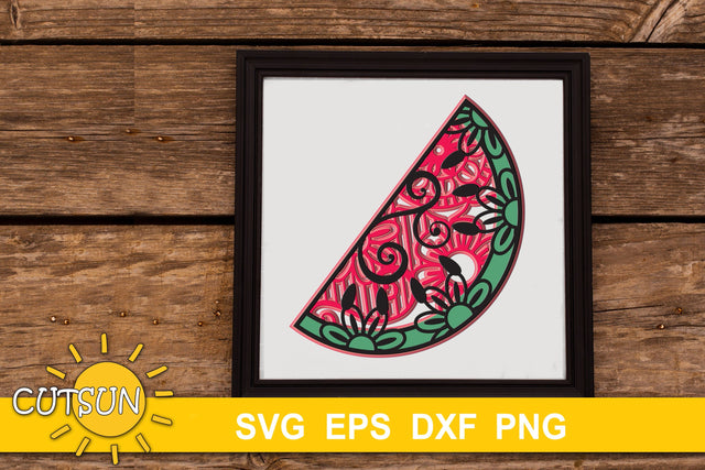 3D Layered Mandala Watermelon SVG cut file 5 layers 3D Paper CutsunSVG 