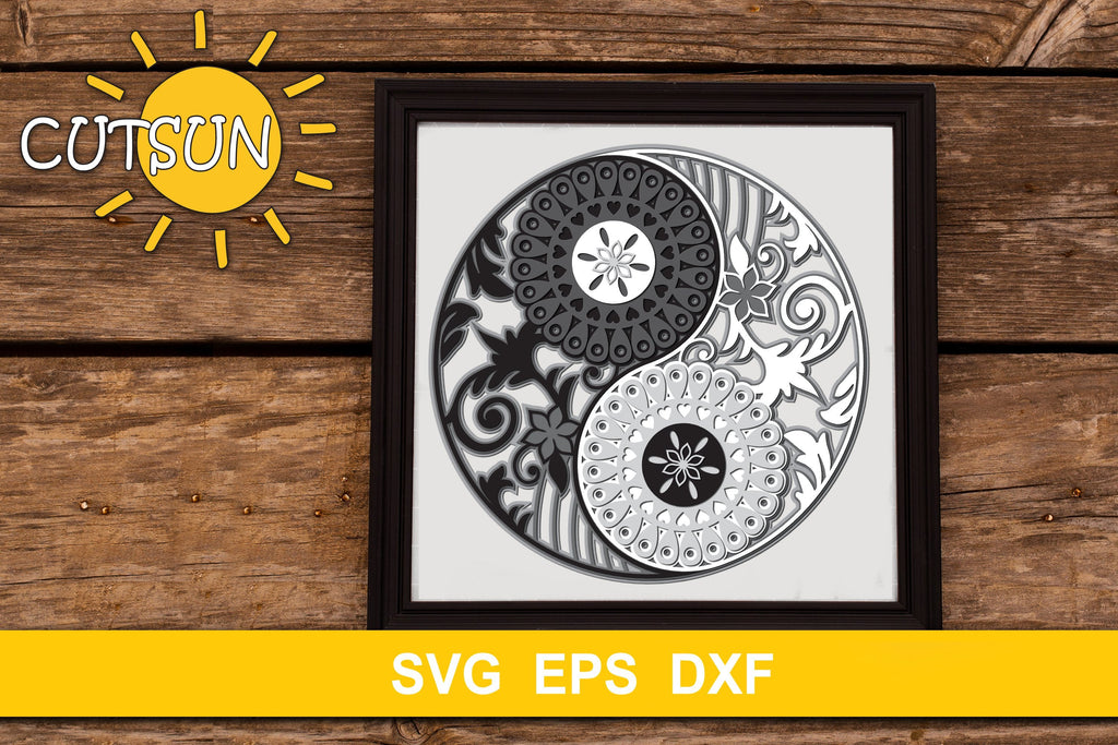 3D Layered Mandala Yin Yang cut file - So Fontsy