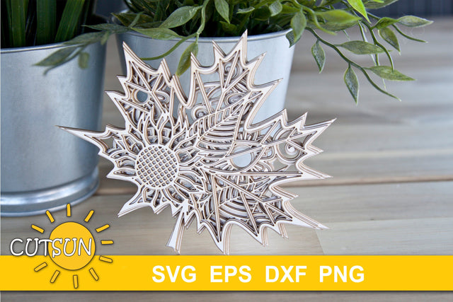 3D Layered Maple Leaf Mandala SVG | Fall SVG | Autumn SVG 3D Paper CutsunSVG 