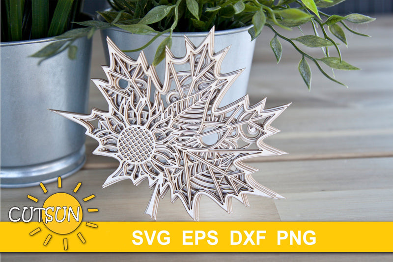 3D Layered Maple Leaf Mandala SVG | Fall SVG | Autumn SVG 3D Paper CutsunSVG 