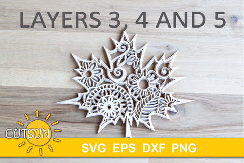3D Layered Maple Leaf Mandala SVG | Fall SVG | Autumn SVG 3D Paper CutsunSVG 