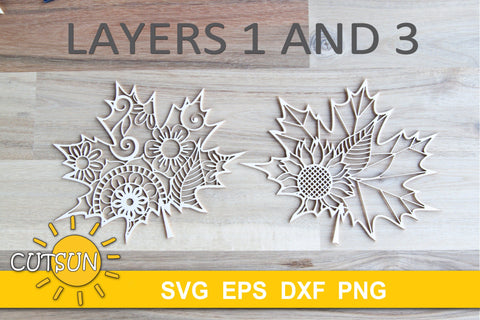 3D Layered Maple Leaf Mandala SVG | Fall SVG | Autumn SVG 3D Paper CutsunSVG 