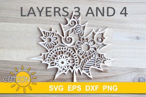 3D Layered Maple Leaf Mandala SVG | Fall SVG | Autumn SVG 3D Paper CutsunSVG 