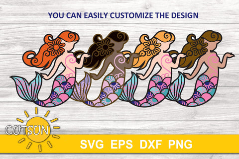 3D Layered Mermaid 7 layers | 3D layered svg Sublimation CutsunSVG 