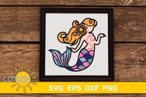 3D Layered Mermaid 7 layers | 3D layered svg Sublimation CutsunSVG 