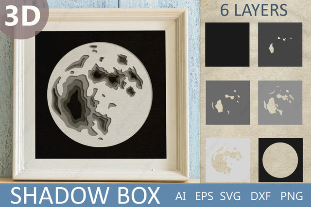 3d layered moon wall art, Shadow box svg, Moon paper cutting 3D Paper AnastasiyaArtDesign 