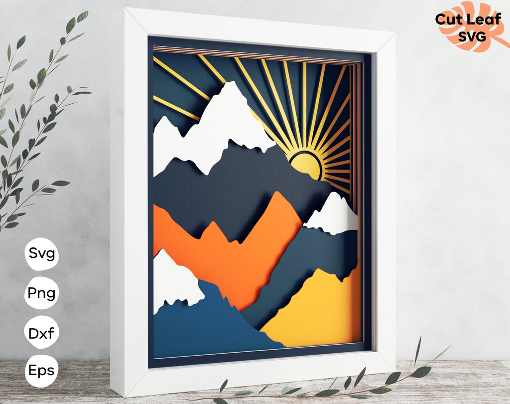 3d Layered Mountain svg, 3d svg, Shadow box svg, laser cut files, cnc ...