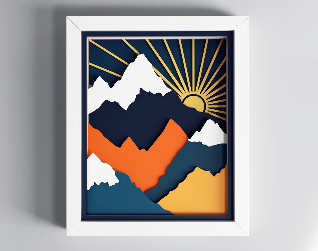 3d Layered Mountain svg, 3d svg, Shadow box svg, laser cut files, cnc ...