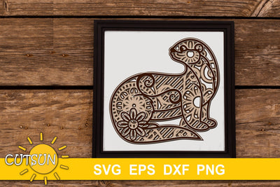 3D Layered Otter Mandala cut file for crafters 5 layers 3D Paper CutsunSVG 