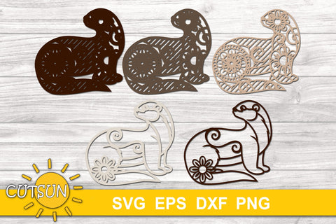 3D Layered Otter Mandala cut file for crafters 5 layers 3D Paper CutsunSVG 