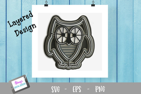 3D Layered Owl SVG Design 3D Paper Stacy's Digital Designs 