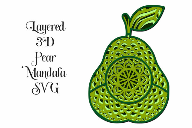 3D Layered Pear Mandala for Cricut or Cameo SVG Digital Honeybee 