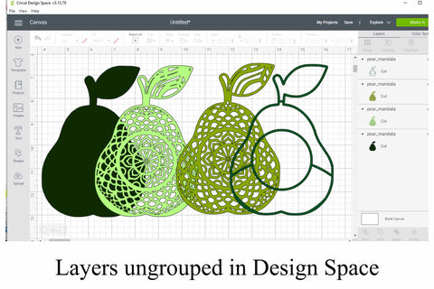 3D Layered Pear Mandala for Cricut or Cameo SVG Digital Honeybee 
