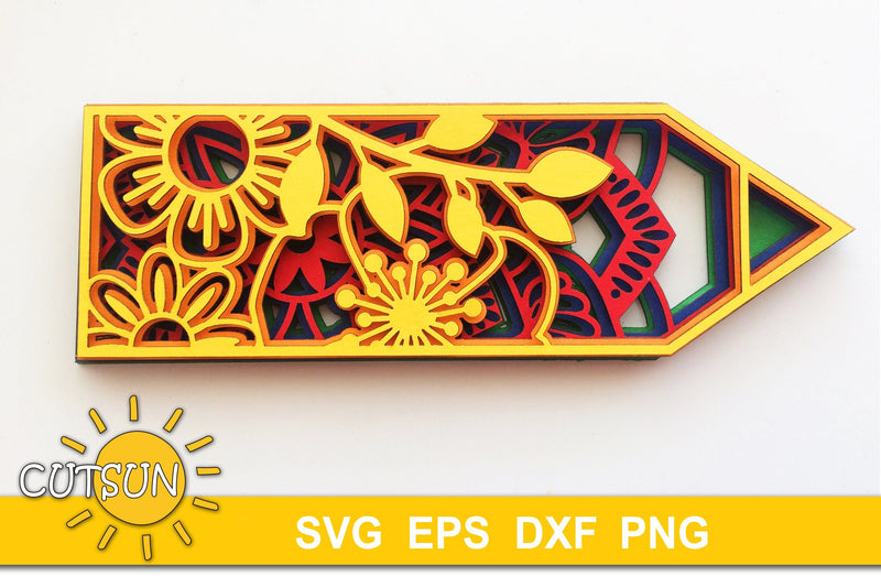 3D Layered Pencil Mandala SVG | Layered Back to school SVG 3D Paper CutsunSVG 