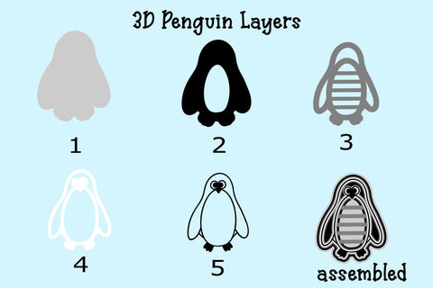 3D Layered Penguin SVG Design 3D Paper Stacy's Digital Designs 