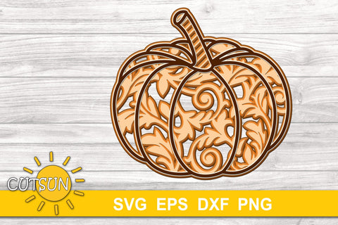 3D Layered Pumpkin Mandala SVG 6 layers 3D Paper CutsunSVG 