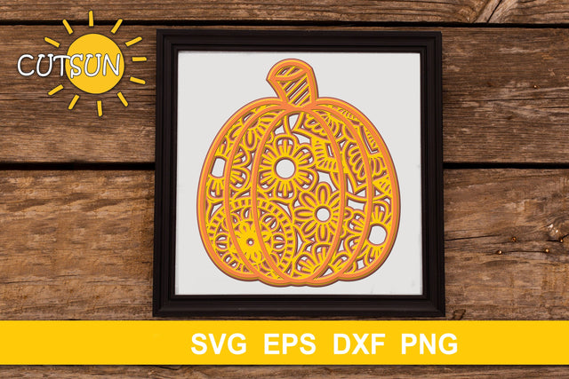 3D Layered Pumpkin Mandala SVG | Fall layered SVG 3D Paper CutsunSVG 