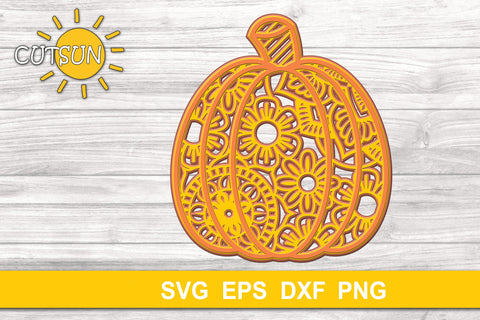 3D Layered Pumpkin Mandala SVG | Fall layered SVG 3D Paper CutsunSVG 
