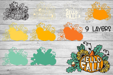 3d Layered Pumpkin SVG, Fall SVG, Sunflower SVG. 3D Paper Elinorka 