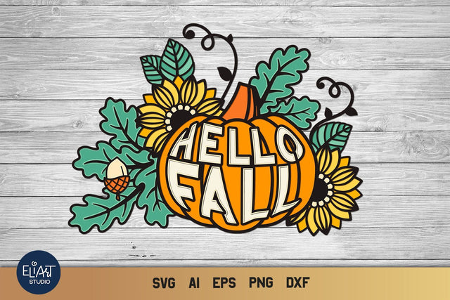 3d Layered Pumpkin SVG, Fall SVG, Sunflower SVG. 3D Paper Elinorka 