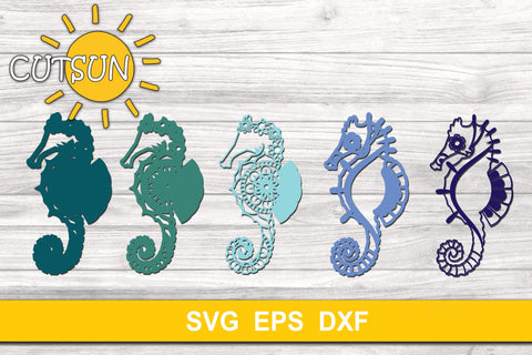 3D Layered Seahorse Mandala cut file for crafters 5 layers 3D Paper CutsunSVG 